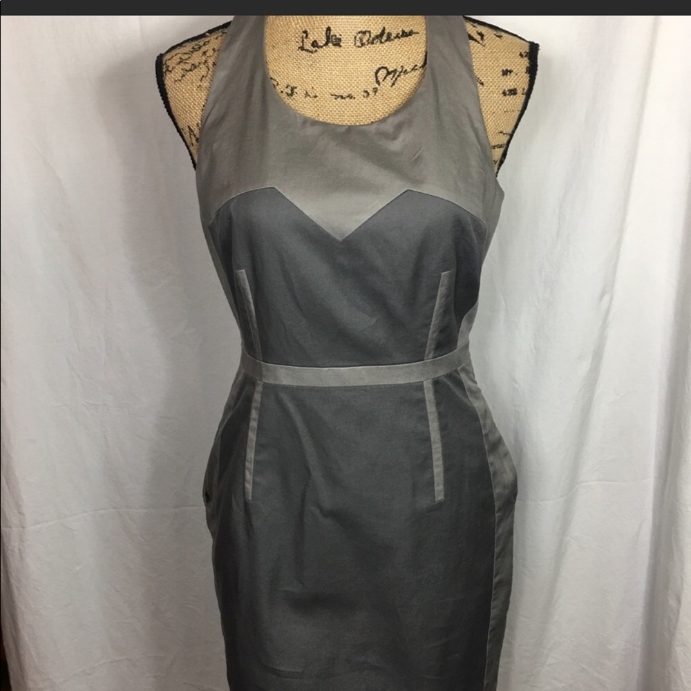 Club Monaco Pieced Gray Fitted Dress Size 2